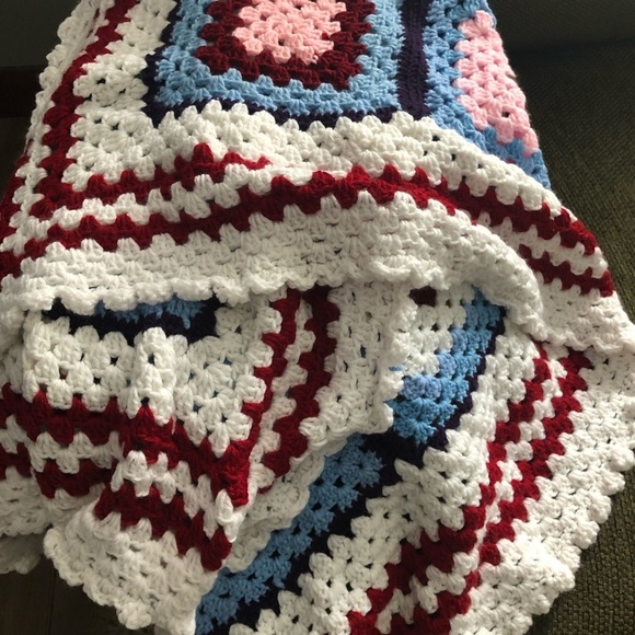 Granny blanket hand knit Vintage Square Afghan Throw  Blanket Multi Colour - Picture 6 of 11